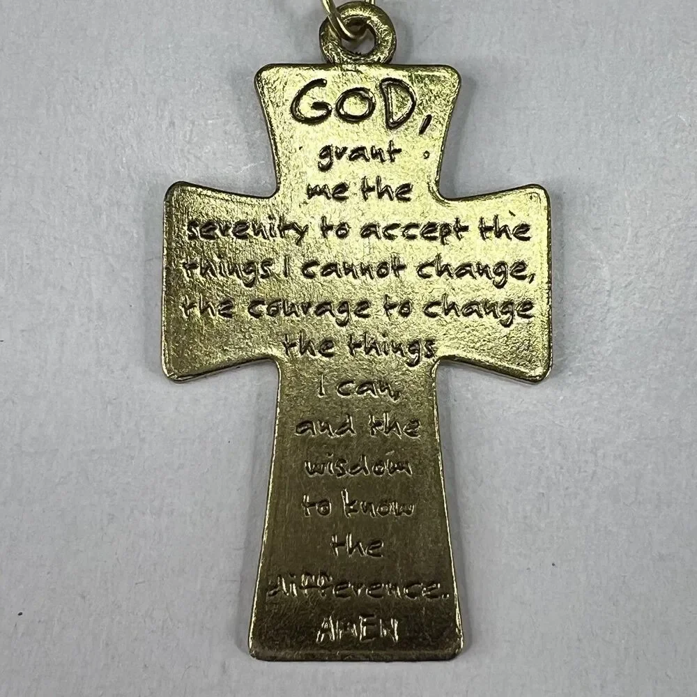 Vintage Gold Tone Cross Religious Catholic Christian Keychain Keyring 2